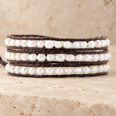 Freshwater Pearl Leather Wrap Bracelet