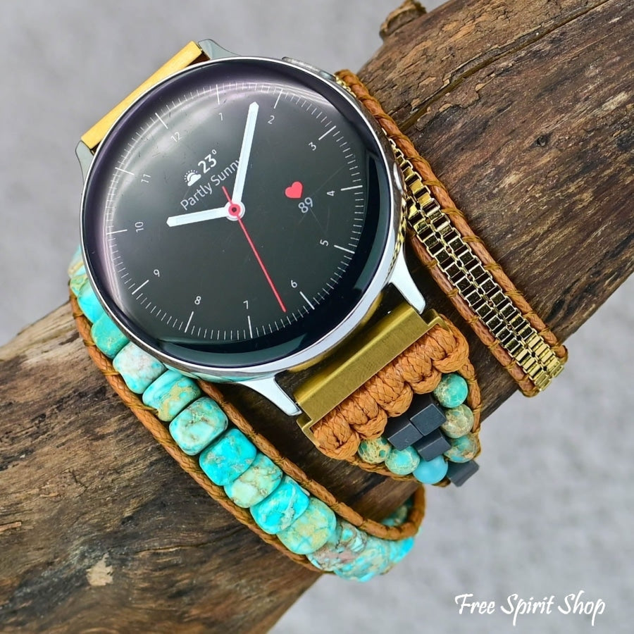 Google Pixel Watch Band With Turquoise Howlite Beads - Free Spirit Shop