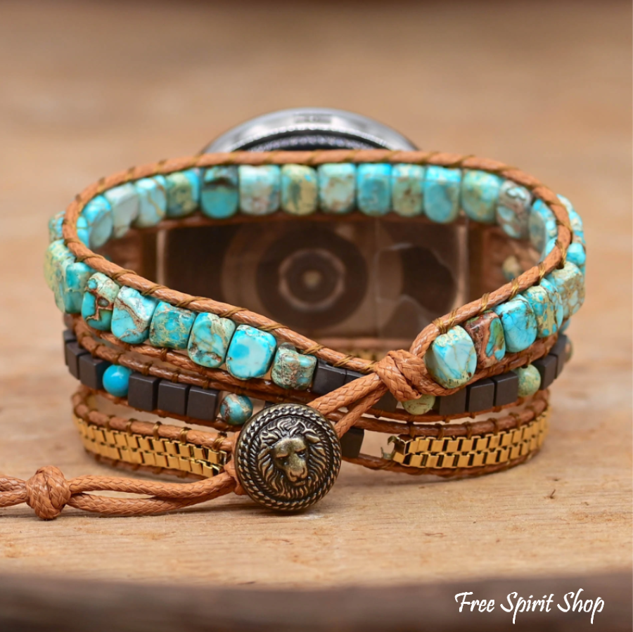 Google Pixel Watch Band With Turquoise Howlite Beads - Free Spirit Shop