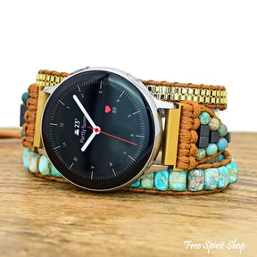 Google Pixel Watch Band With Turquoise Howlite Beads - Free Spirit Shop