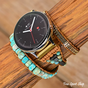Google Pixel Watch Band With Turquoise Howlite Beads - Free Spirit Shop