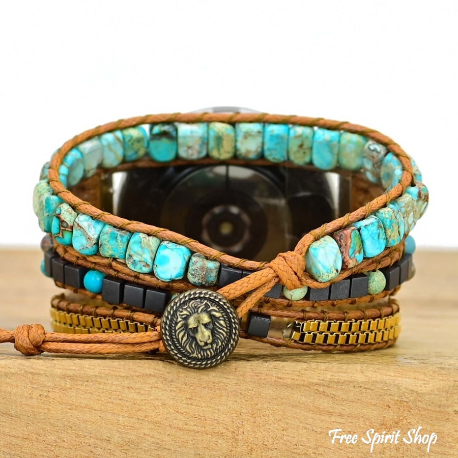 Google Pixel Watch Band With Turquoise Howlite Beads - Free Spirit Shop