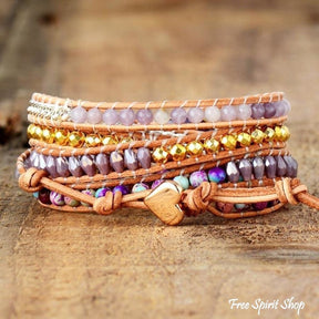 Handmade Amethyst & Purple Jasper Wrap Bracelet - Free Spirit Shop