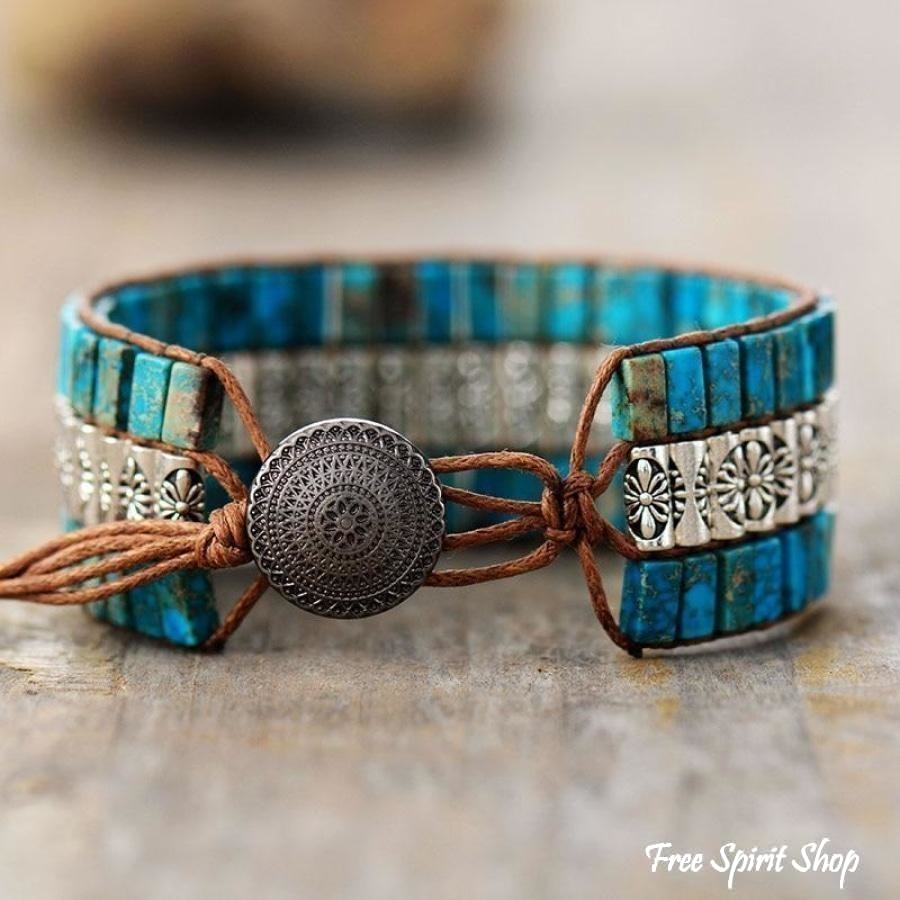 Handmade Blue Jasper & Tibetan Bead Wrap Bracelet - Free Spirit Shop