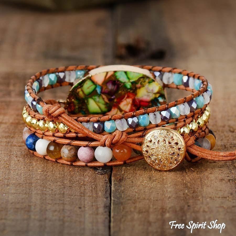 Handmade Color Splash Jasper Wrap Bracelet - Free Spirit Shop