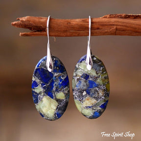 Handmade Green & Blue Jasper Mosaic Earrings - Free Spirit Shop