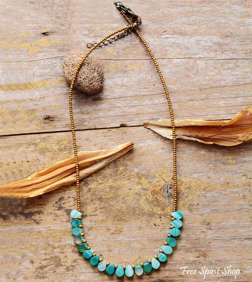 Handmade Green Onyx Drop Bead Necklace - Free Spirit Shop