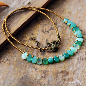 Handmade Green Onyx Drop Bead Necklace - Free Spirit Shop