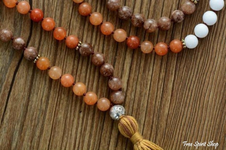 Handmade Natural 108 Agate & Jasper Gemstones Bead Mala - Free Spirit Shop