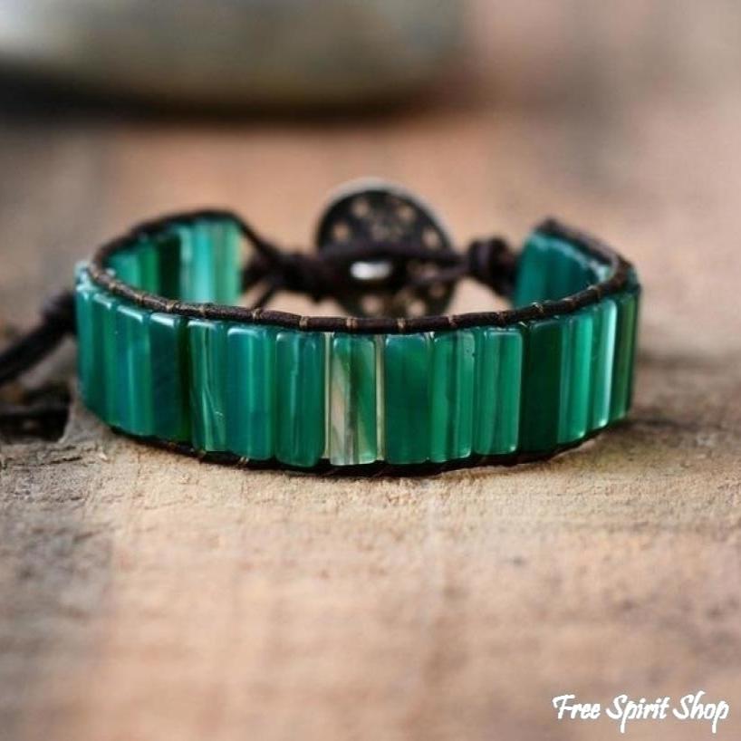 Handmade Natural Semi-Precious Green Onyx Stone Bracelet - Free Spirit Shop