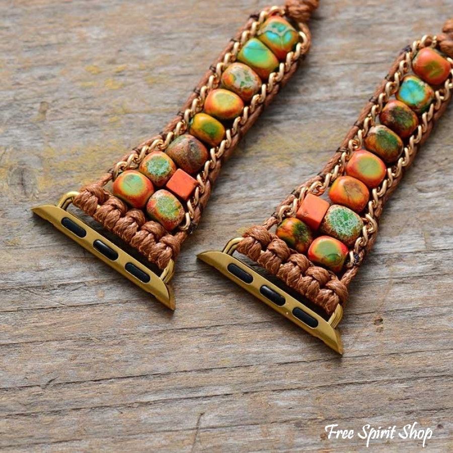 Handmade Orange Jasper Apple Watch Band - Free Spirit Shop