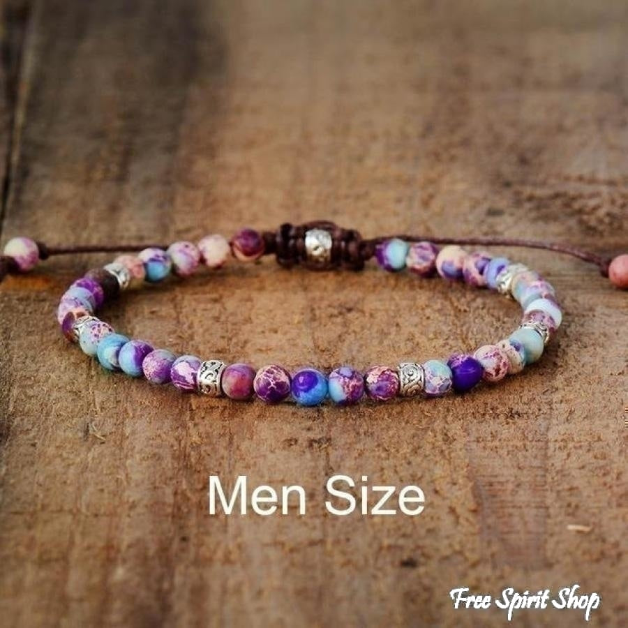 Handmade Purple Jasper Stone Adjustable Bracelet - Free Spirit Shop