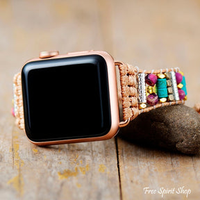 Handmade Purple Jasper & Turquoise Apple Watch Band - Free Spirit Shop
