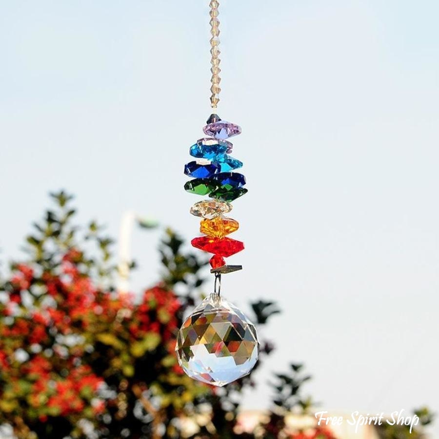 Handmade Rainbow 7 Chakra Crystal Ball Suncatcher - Free Spirit Shop