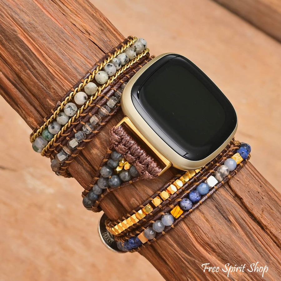 Mixed Beads & Brown Cord Fitbit Watch Band - Free Spirit Shop