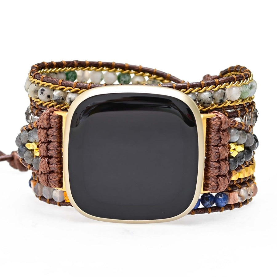Mixed Beads & Brown Cord Fitbit Watch Band - Free Spirit Shop