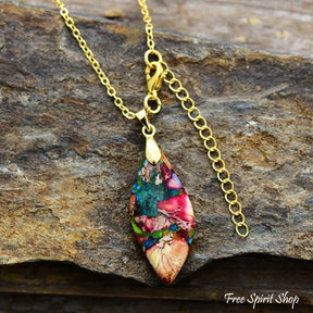 Multi-Color Imperial Jasper Pendant Necklace