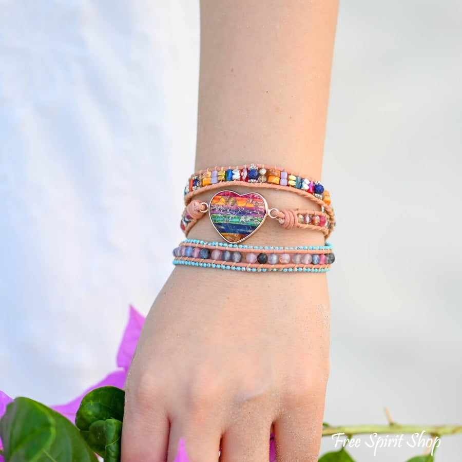 Multi-color Love Beaded Wrap Bracelet - Free Spirit Shop