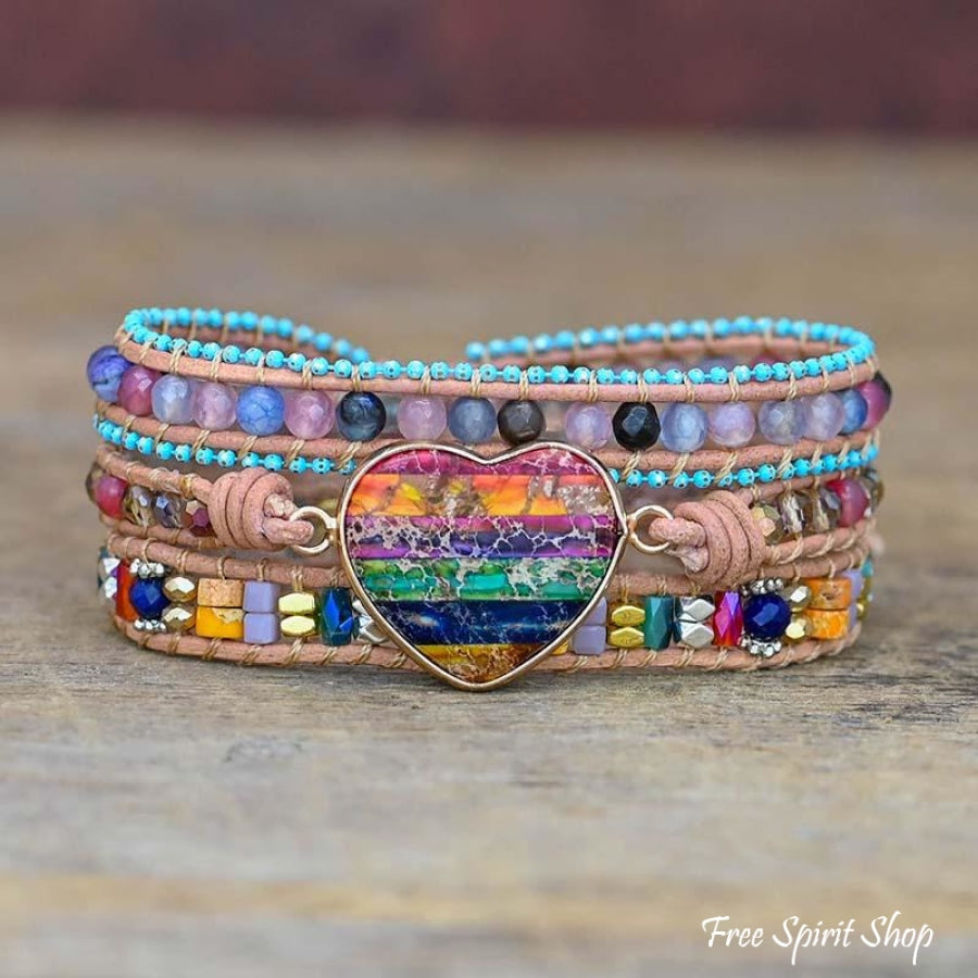 Multi-color Love Beaded Wrap Bracelet - Free Spirit Shop