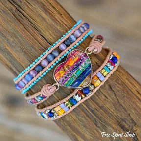 Multi-color Love Beaded Wrap Bracelet - Free Spirit Shop