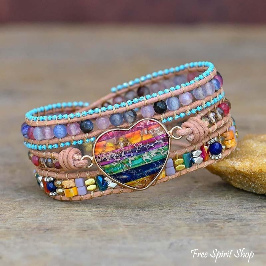 Multi-color Love Beaded Wrap Bracelet - Free Spirit Shop