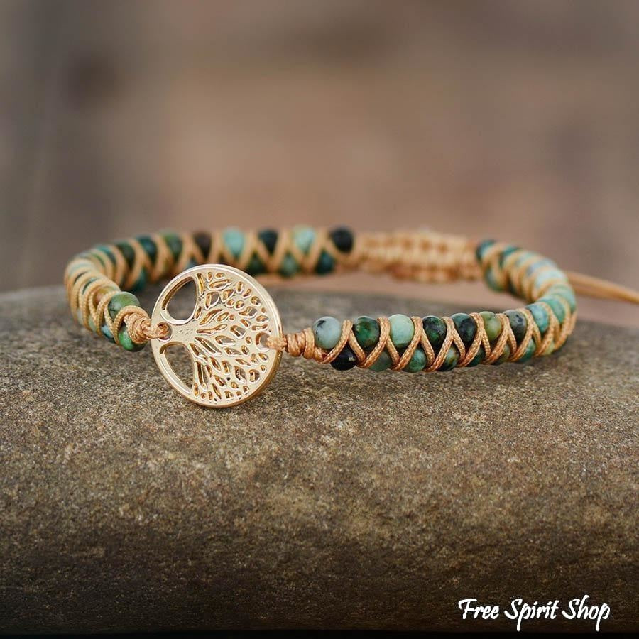 Natural African Turquoise & Tree of Life Bracelet - Free Spirit Shop