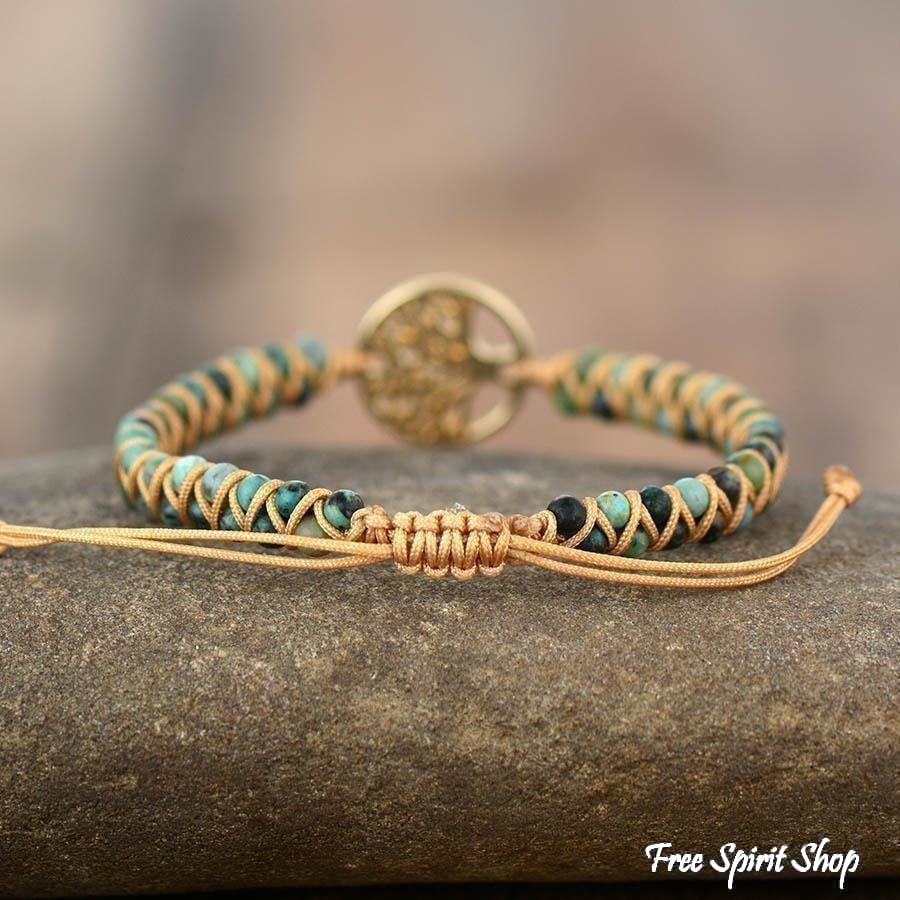 Natural African Turquoise & Tree of Life Bracelet - Free Spirit Shop