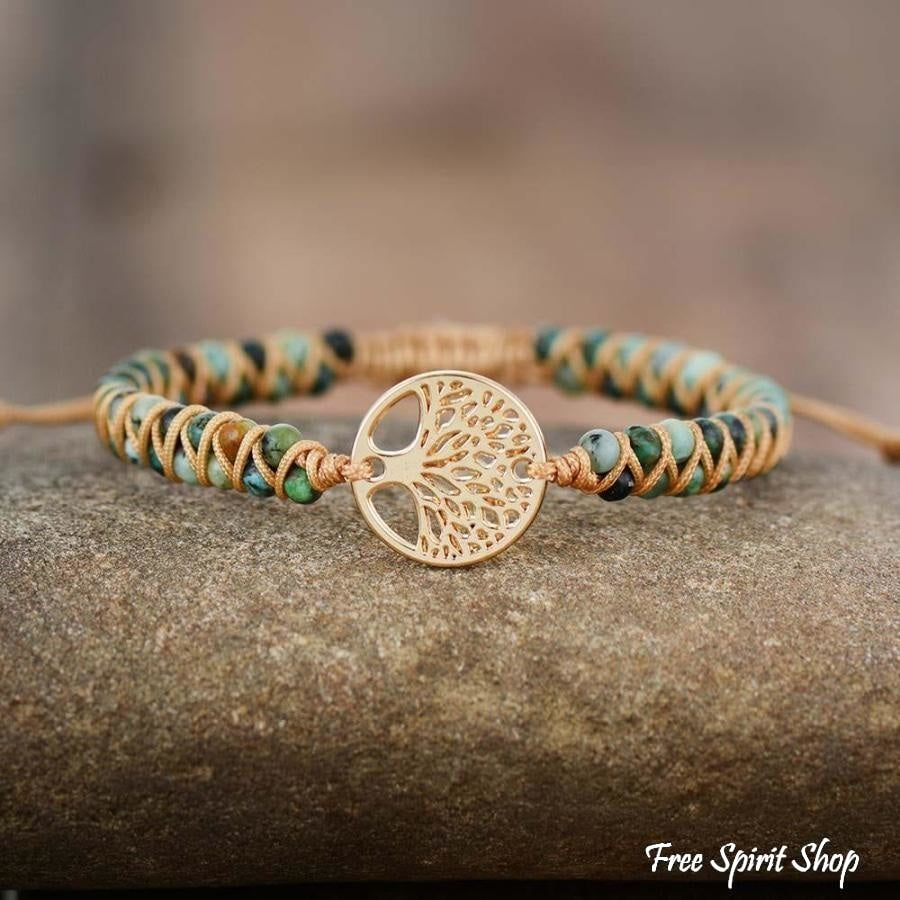 Natural African Turquoise & Tree of Life Bracelet - Free Spirit Shop