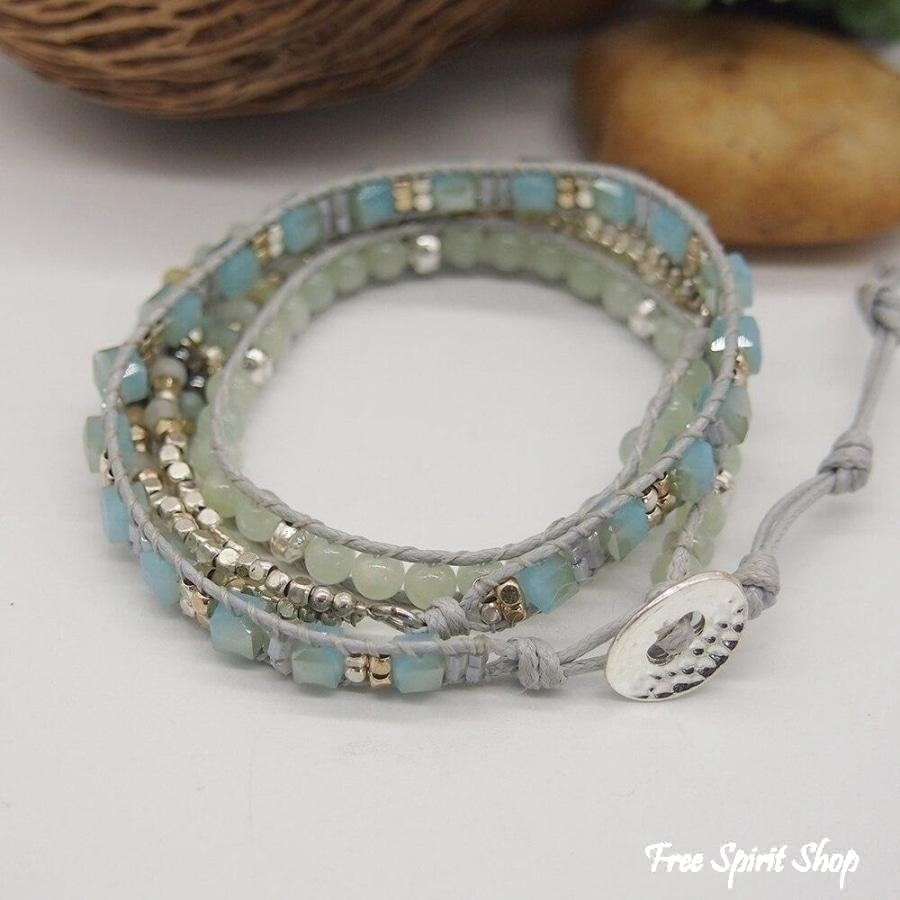 Natural Amazonite Beaded Wrap Bracelet - Free Spirit Shop