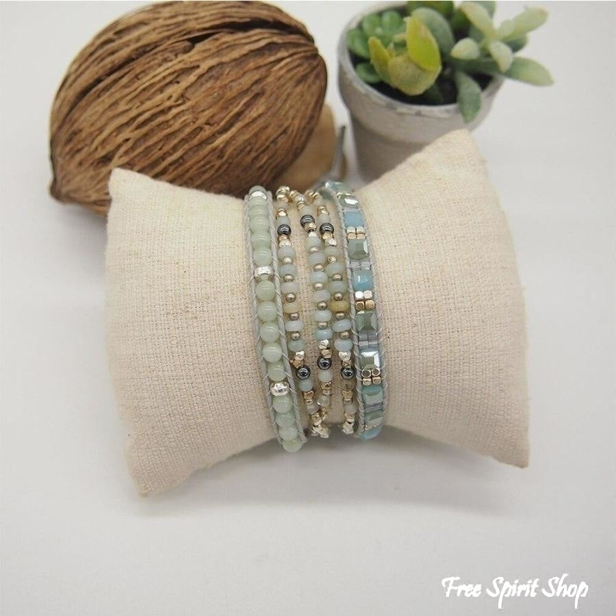 Natural Amazonite Beaded Wrap Bracelet - Free Spirit Shop