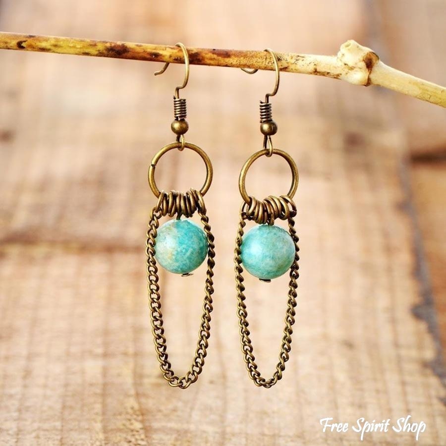 Natural Amazonite Chandelier Earrings - Free Spirit Shop