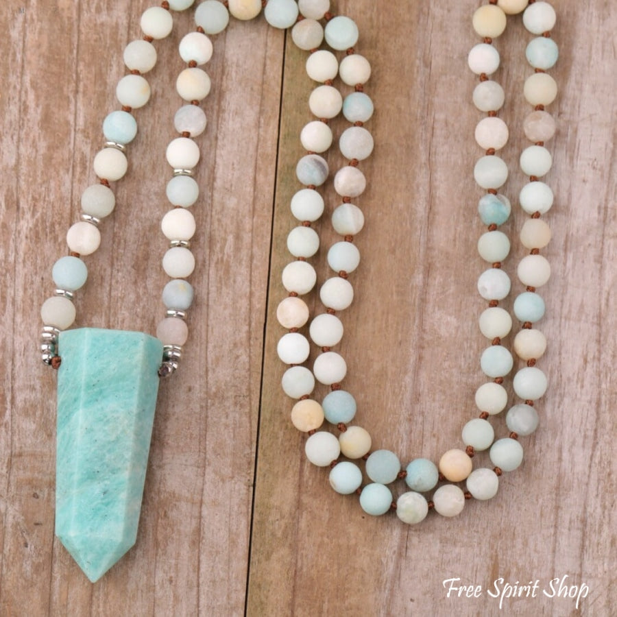 Natural Amazonite Wandpoint Necklace - Free Spirit Shop