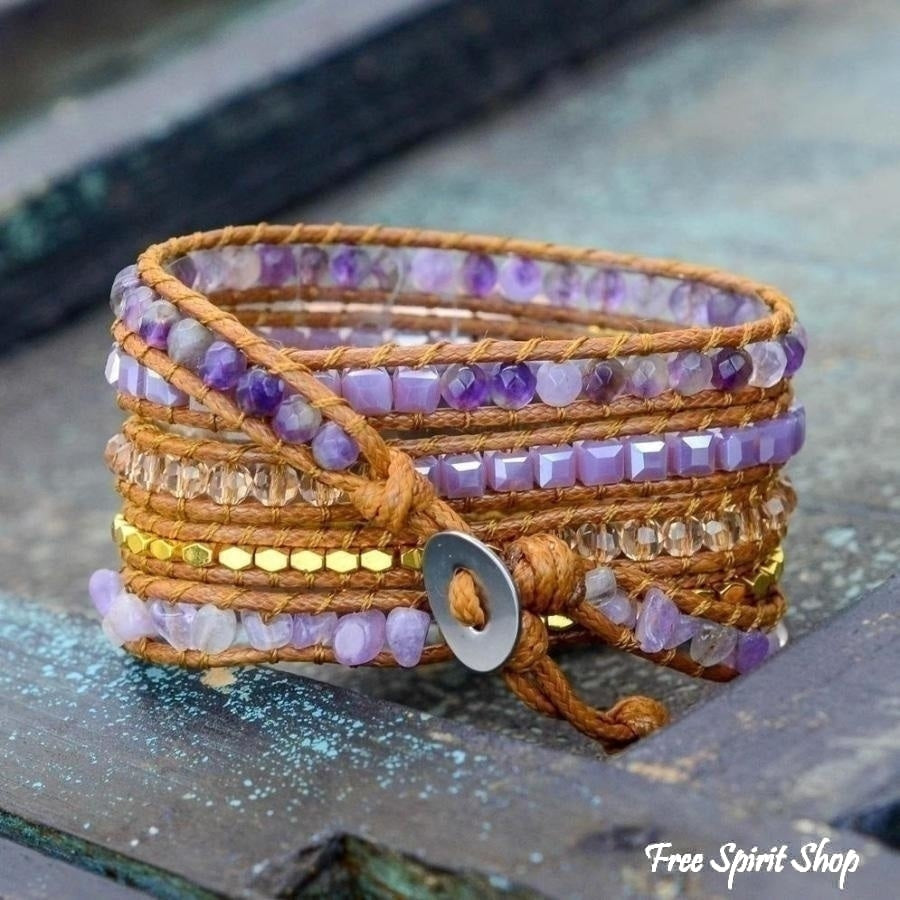 Natural Amethyst Beaded Apple Watch Band - Free Spirit Shop