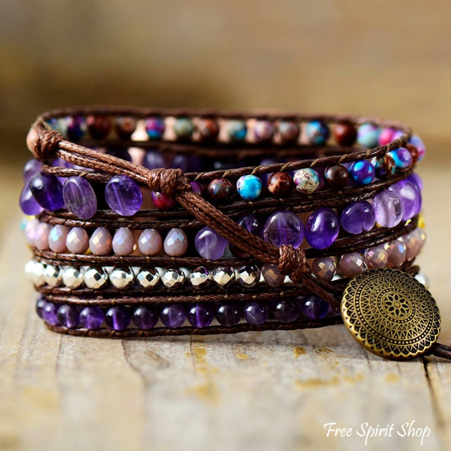 Natural Amethyst & Purple Jasper Apple Watch Band - Free Spirit Shop