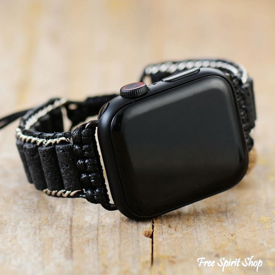 Natural Black Lava Stone Apple Watch Band - Free Spirit Shop