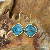 Natural Blue Apatite Stone Losange Earrings - Free Spirit Shop