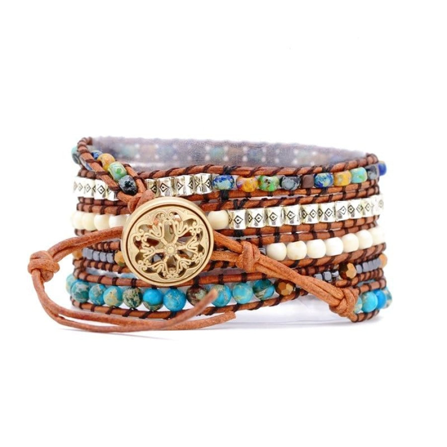 Natural Blue Emperor Jasper Stone Wrap Bracelet - Free Spirit Shop