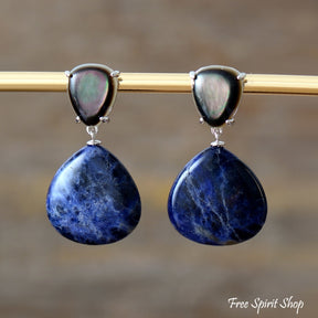 Natural Blue Sodalite & Shell Earrings - Free Spirit Shop
