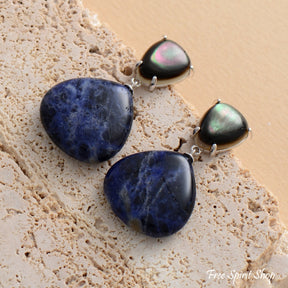 Natural Blue Sodalite & Shell Earrings - Free Spirit Shop