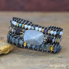 Natural Gray Quartz Wrap Bracelet - Free Spirit Shop