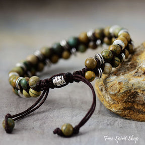 Natural Green Jasper Beaded Bracelet - Free Spirit Shop