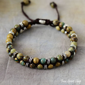 Natural Green Jasper Beaded Bracelet - Free Spirit Shop