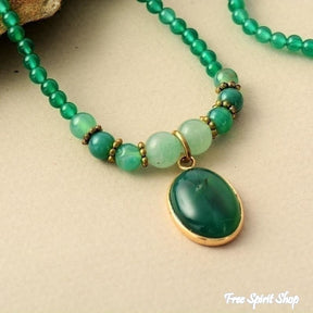 Natural Green Onyx Beaded Bracelet / Necklace - Free Spirit Shop