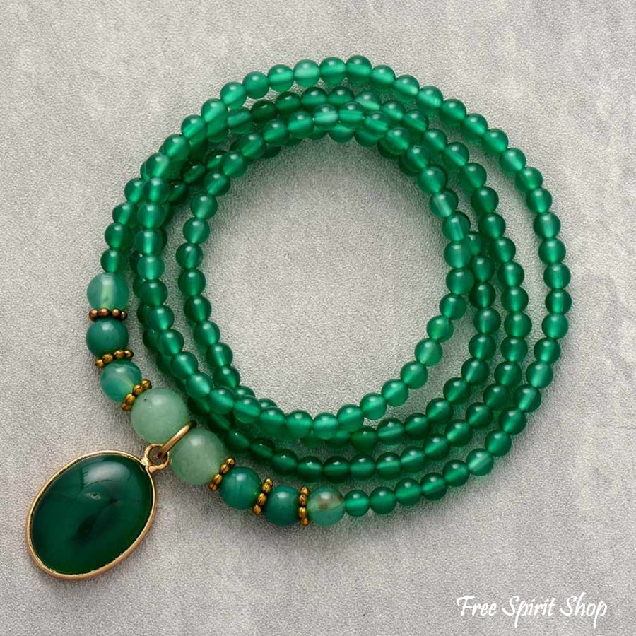 Natural Green Onyx Beaded Bracelet / Necklace - Free Spirit Shop