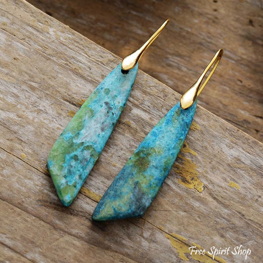 Natural Green Turquoise Jasper Earrings - Free Spirit Shop