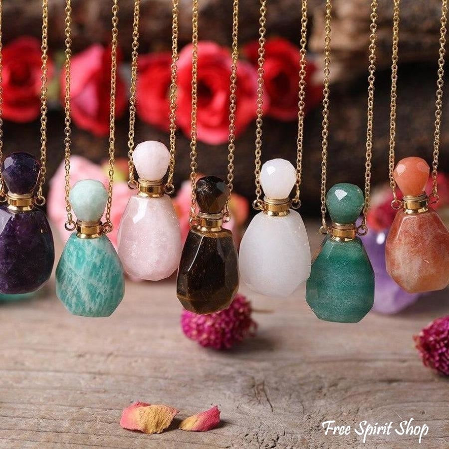 Natural Healing Crystal Perfume Bottle Necklace - Free Spirit Shop
