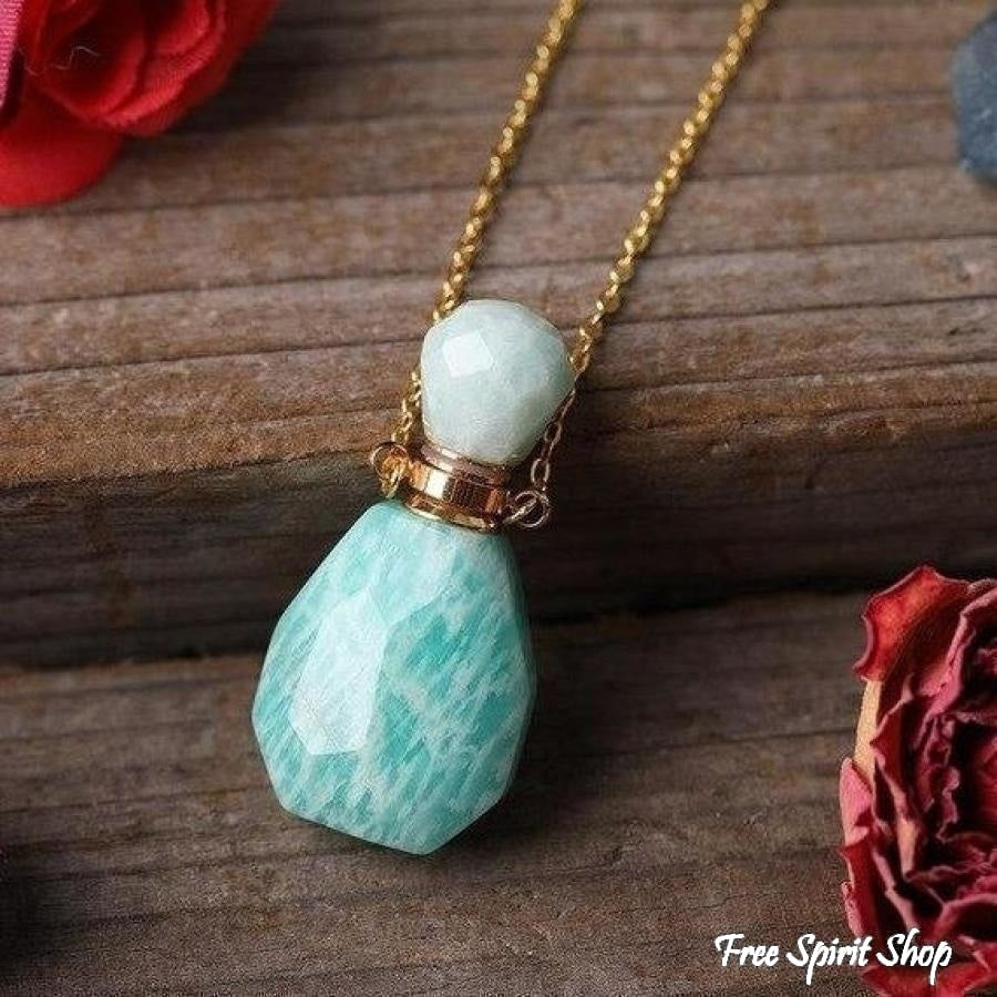 Natural Healing Crystal Perfume Bottle Necklace - Free Spirit Shop