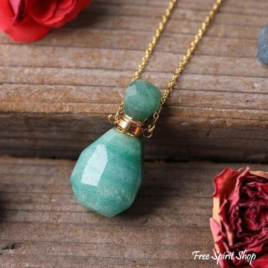 Natural Healing Crystal Perfume Bottle Necklace - Free Spirit Shop