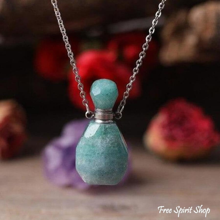 Natural Healing Crystal Perfume Bottle Necklace - Free Spirit Shop