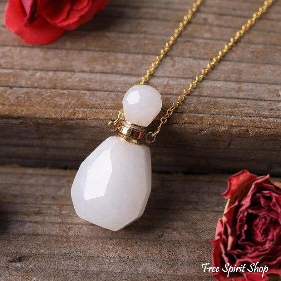 Natural Healing Crystal Perfume Bottle Necklace